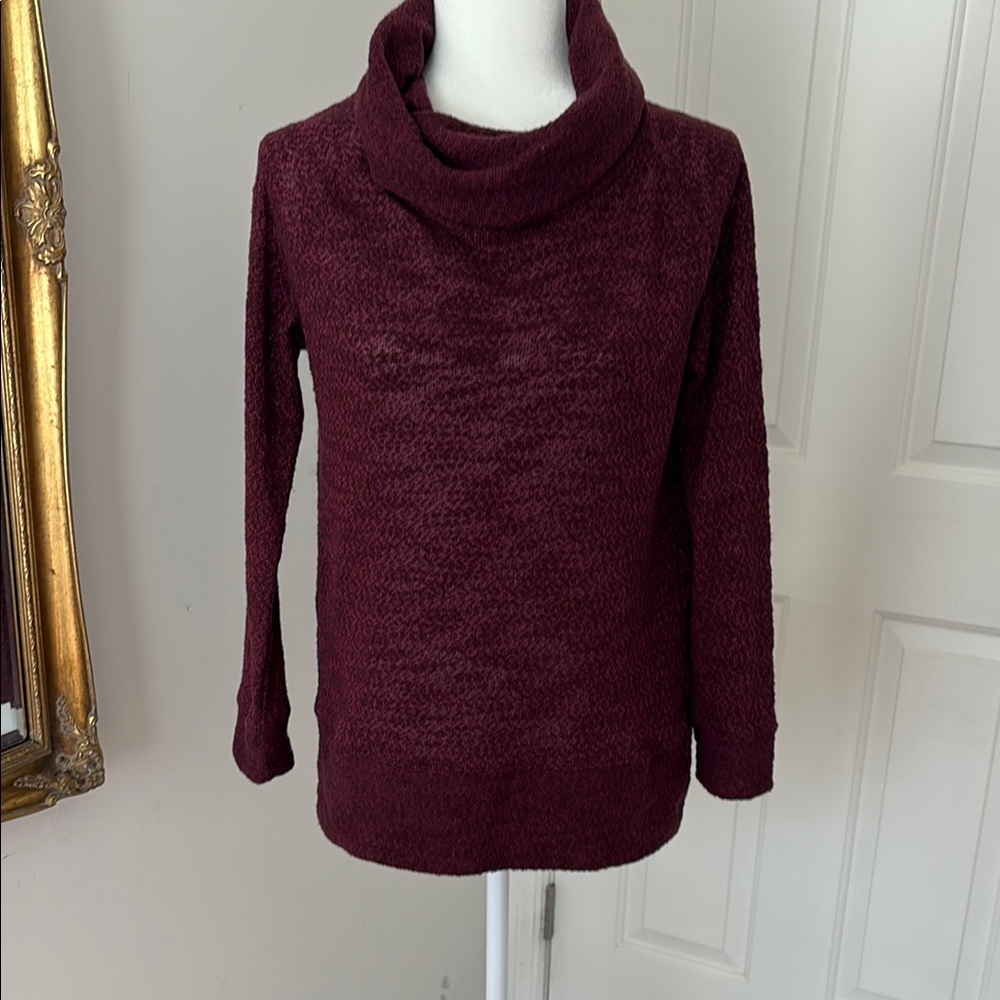 LOFT Burgundy Cowl Neck Sweater